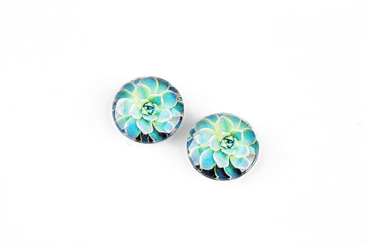 Cabochon sticla 14mm "Cactus" cod 1247