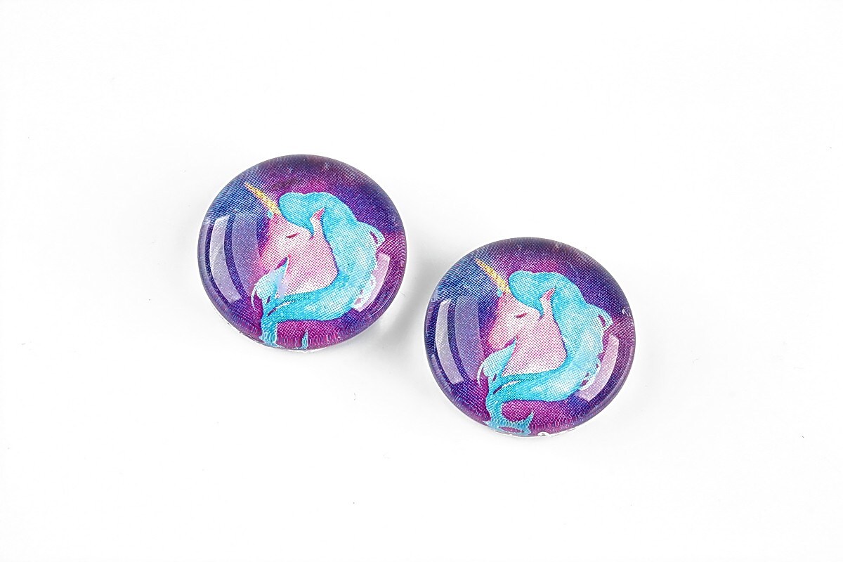 Cabochon sticla 18mm "Unicorn" cod 1255