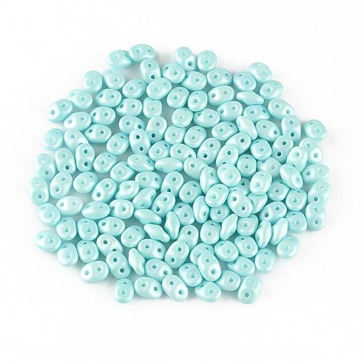 Margele Super Duo 2.5x5mm - Powdery - Pastel Turquoise