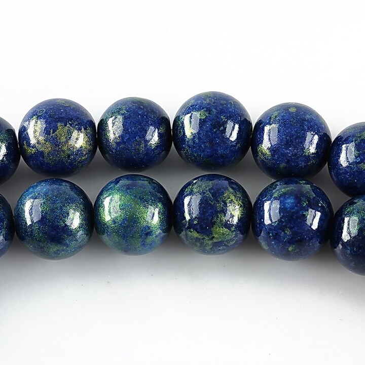 Mashan jad cu irizatii metalice sfere 10mm - albastru inchis