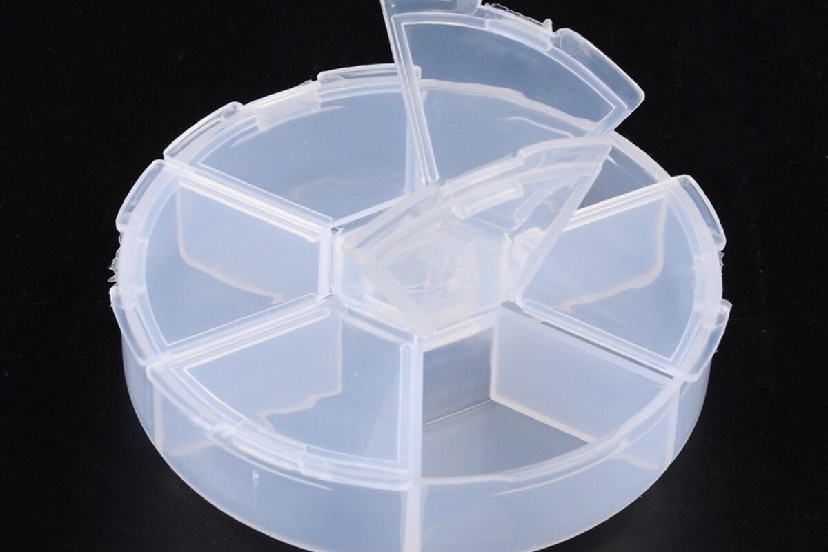 Cutie plastic rotunda cu 6 compartimente 7,8cm