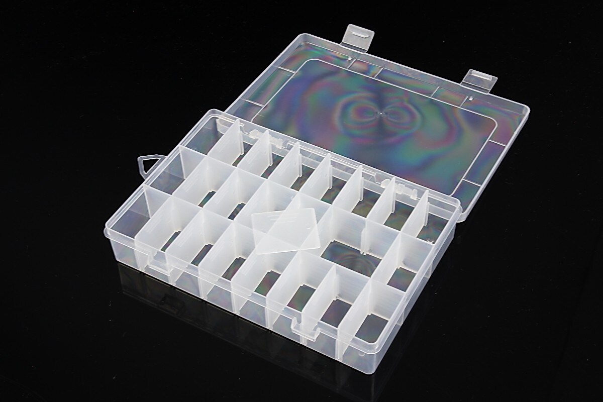 Cutie plastic pentru margele cu 24 compartimente 20x13x3,5cm