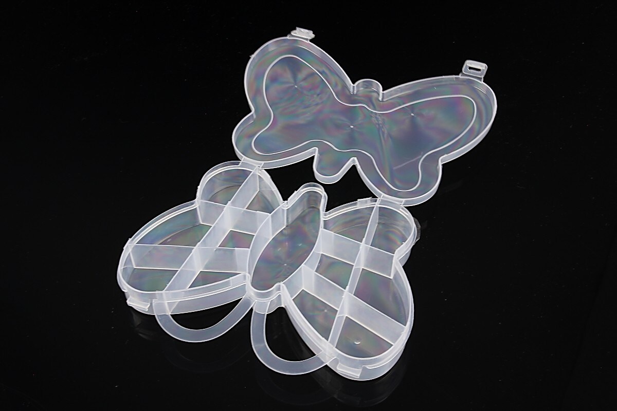 Cutie plastic pentru margele fluture cu 13 compartimente 14,7x18,5x2,5cm