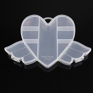 Cutie plastic pentru margele inima cu 9 compartimente 12x17,5x2cm