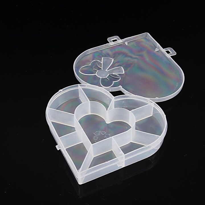Cutie plastic pentru margele inima cu 9 compartimente 13,5x15,5x2,7cm