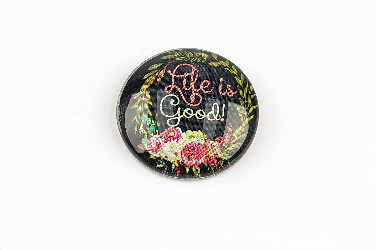 Cabochon sticla 25mm "Life" cod 1271