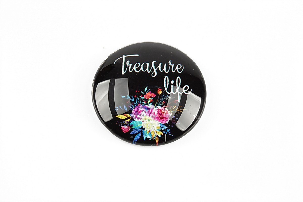 Cabochon sticla 25mm "Life" cod 1277