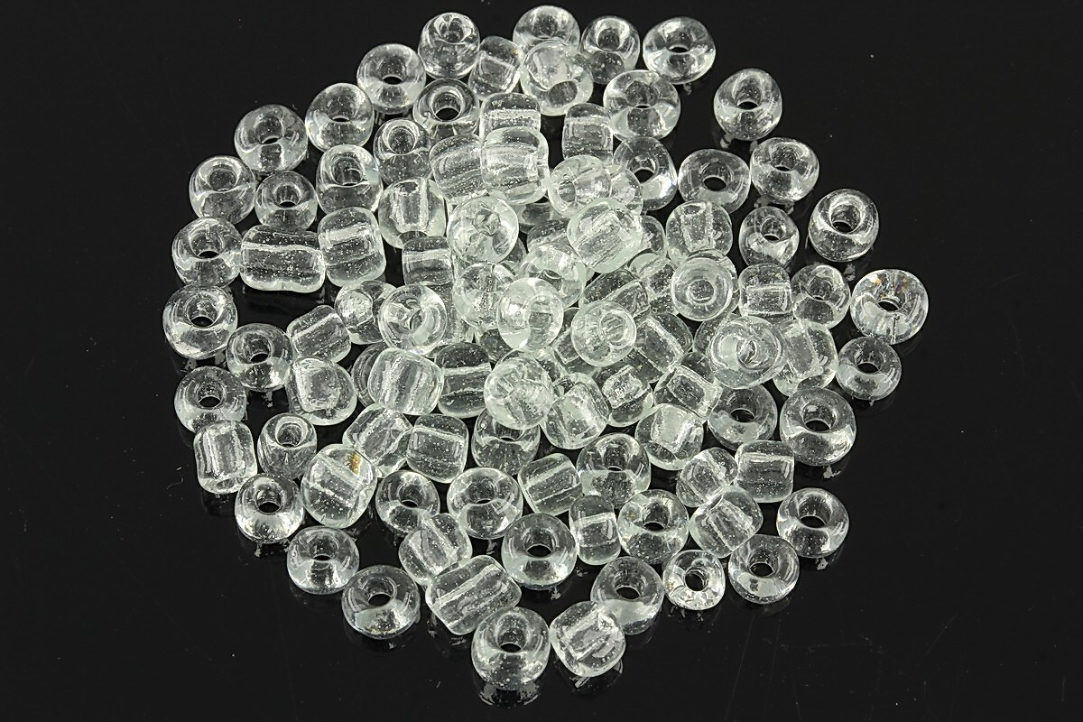 Margele de nisip 4mm (50g) - cod 591 - alb transparent lucios