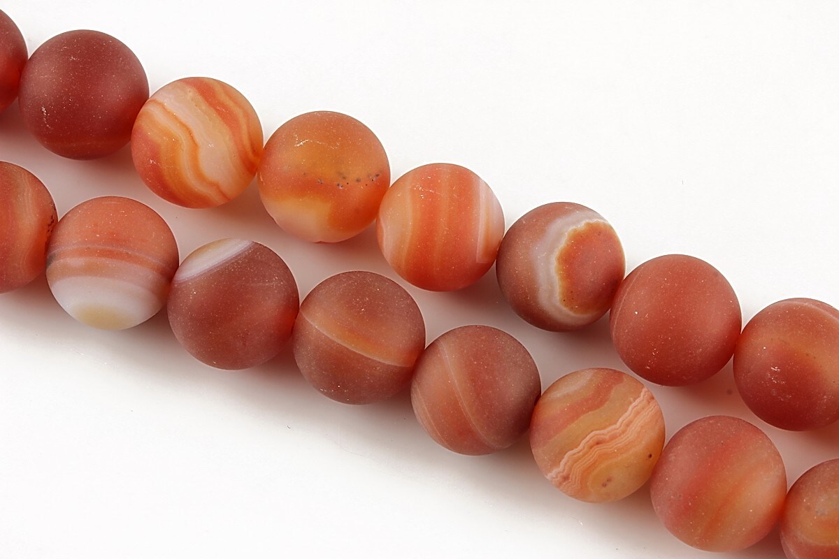 Agate striped frosted sfere 10mm - portocaliu