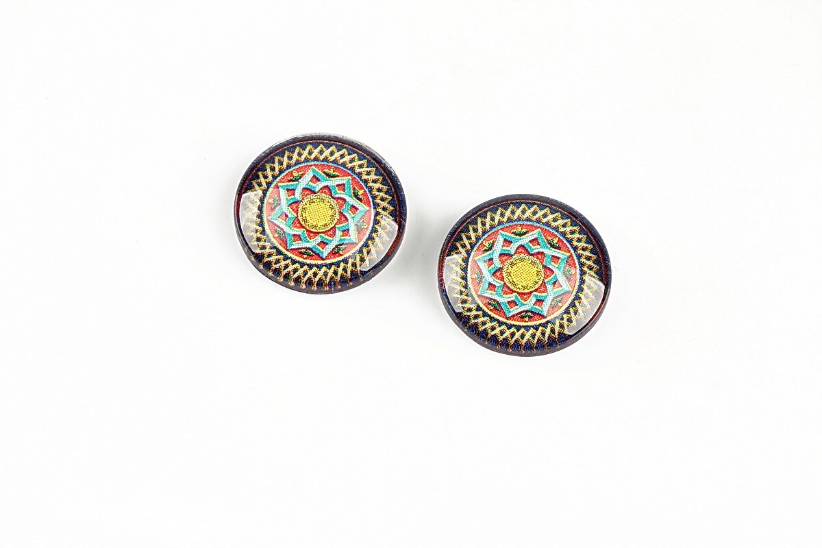 Cabochon sticla 14mm "Arabesque" cod 1306