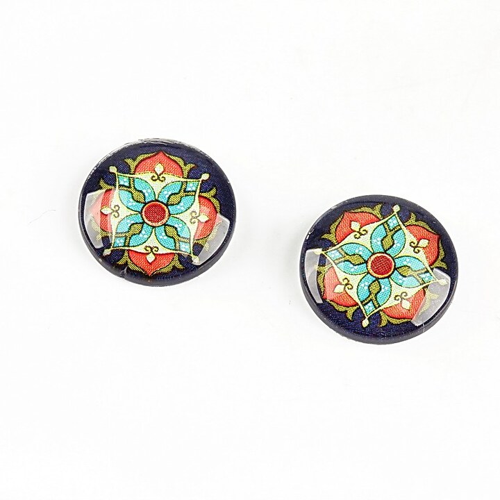 Cabochon sticla 14mm "Arabesque" cod 1308