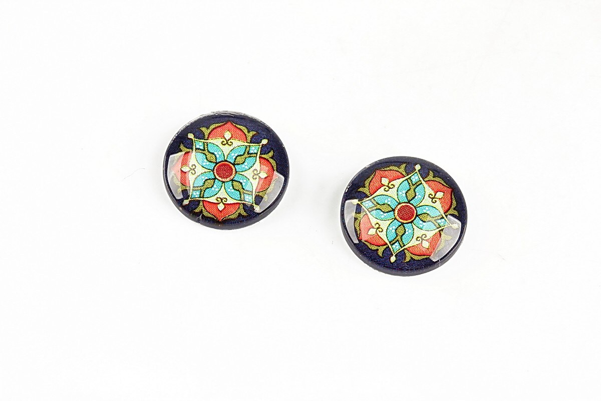 Cabochon sticla 14mm "Arabesque" cod 1308