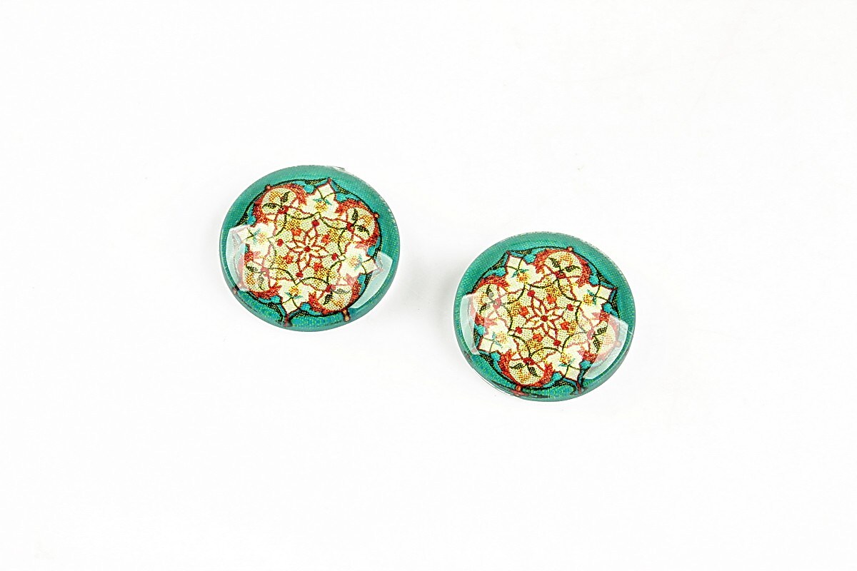 Cabochon sticla 14mm "Arabesque" cod 1309