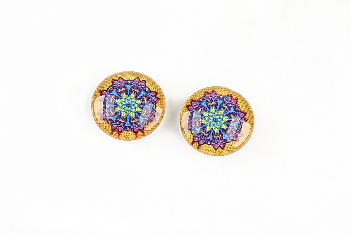 Cabochon sticla 14mm "Arabesque" cod 1311