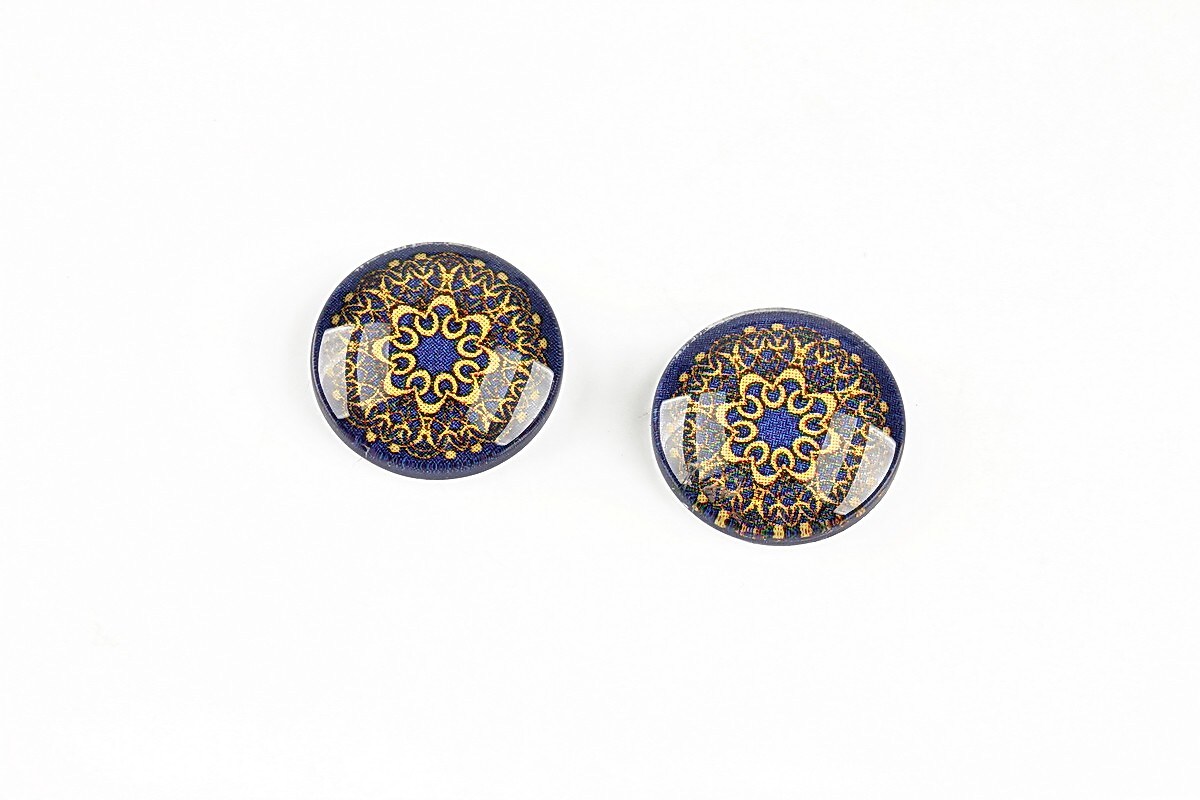 Cabochon sticla 14mm "Arabesque" cod 1312