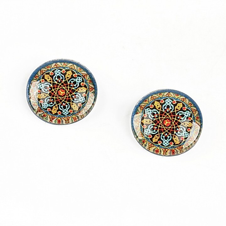 Cabochon sticla 14mm "Arabesque" cod 1315