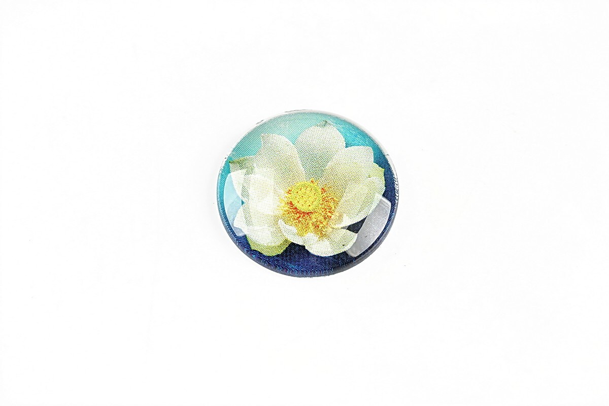 Cabochon sticla 20mm "Lotus" cod 1321