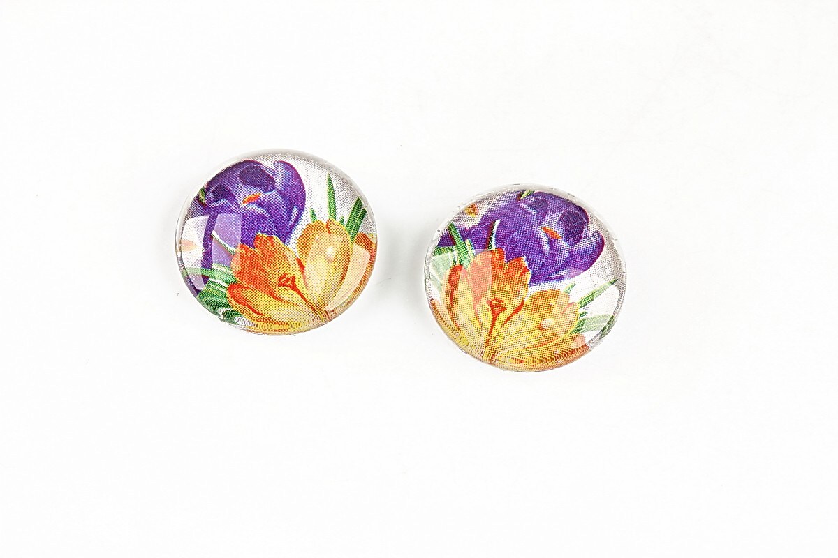 Cabochon sticla 16mm "Tropical" cod 1323