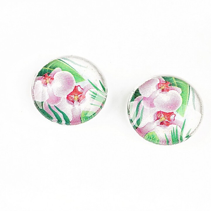 Cabochon sticla 16mm "Tropical" cod 1325