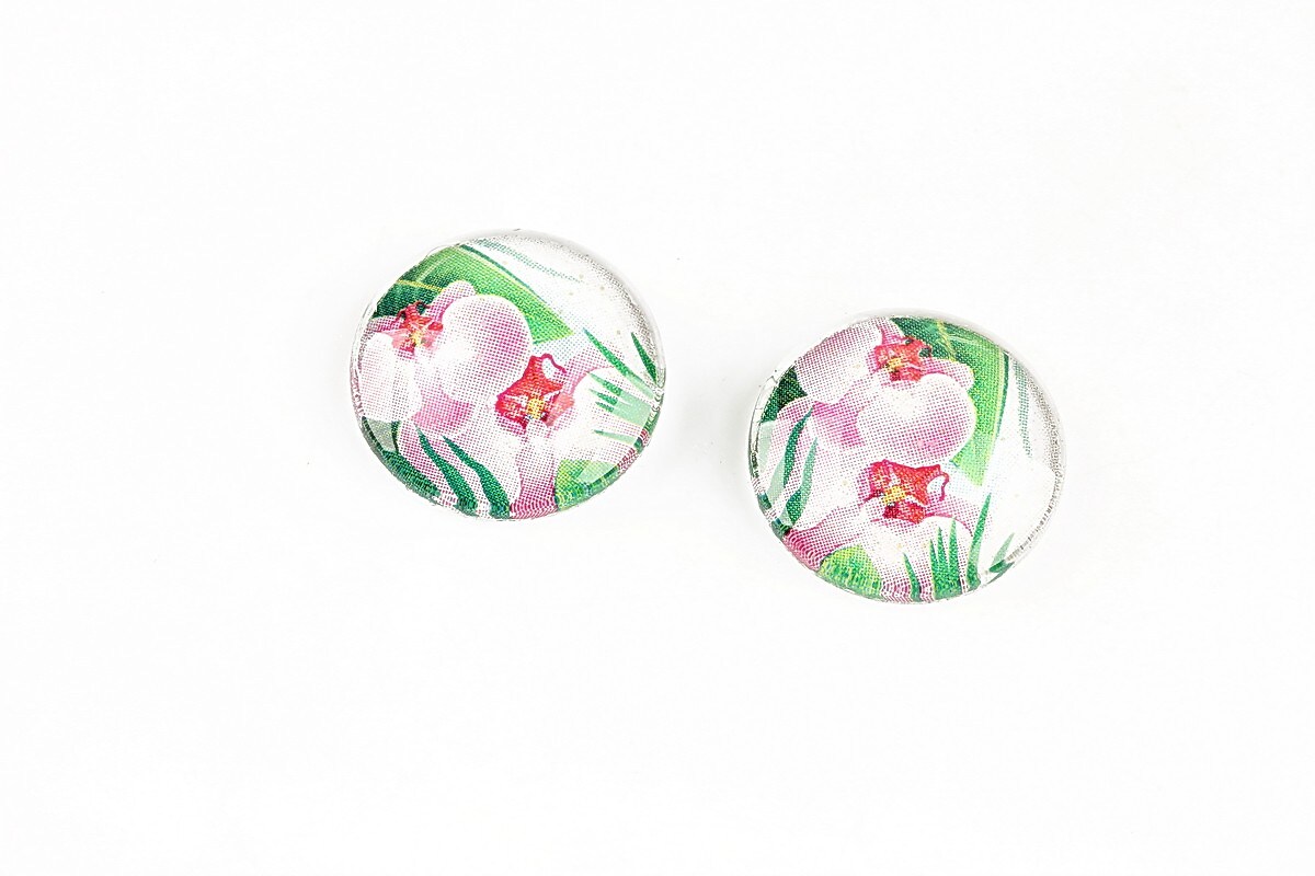 Cabochon sticla 16mm "Tropical" cod 1325