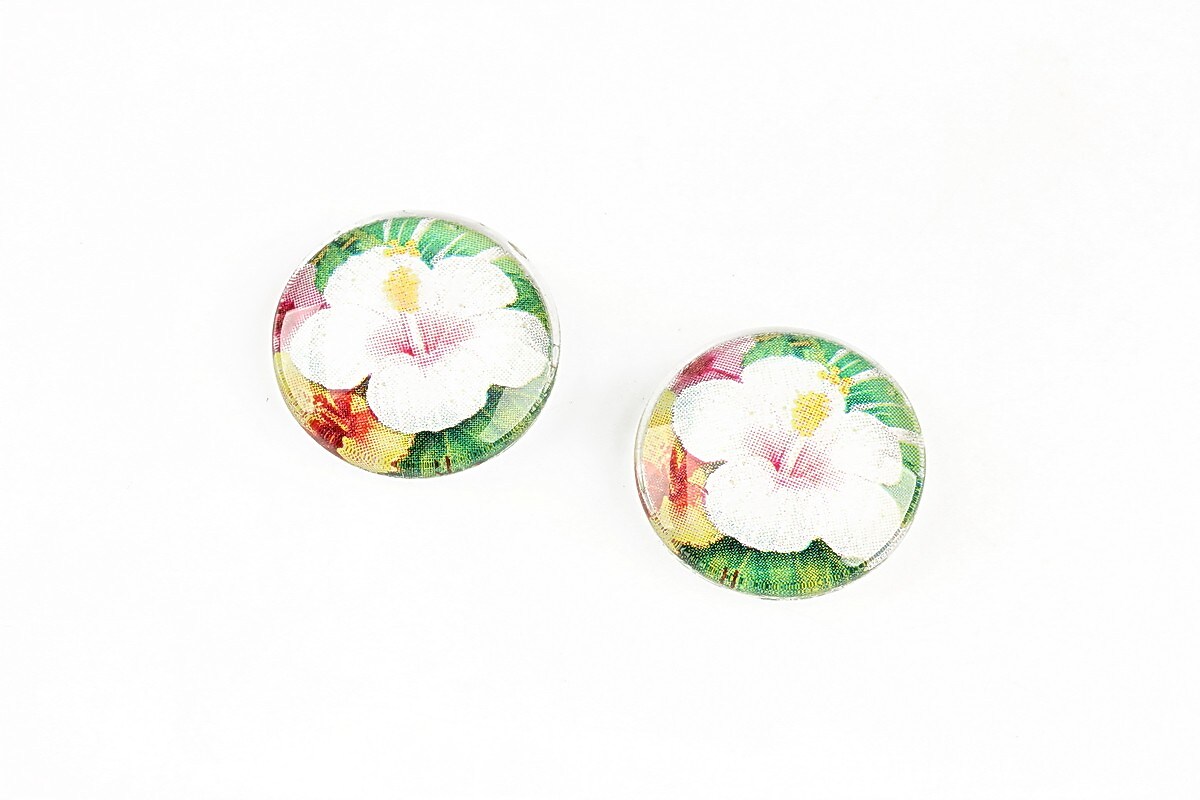 Cabochon sticla 16mm "Tropical" cod 1326