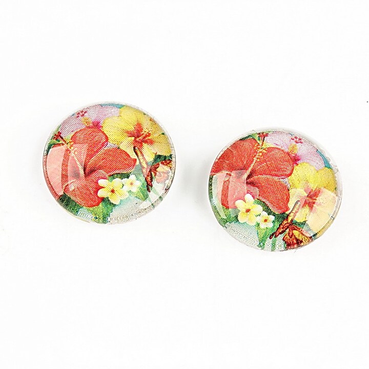 Cabochon sticla 16mm "Tropical" cod 1328