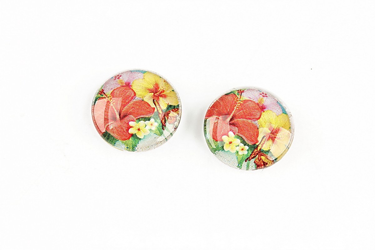 Cabochon sticla 16mm "Tropical" cod 1328