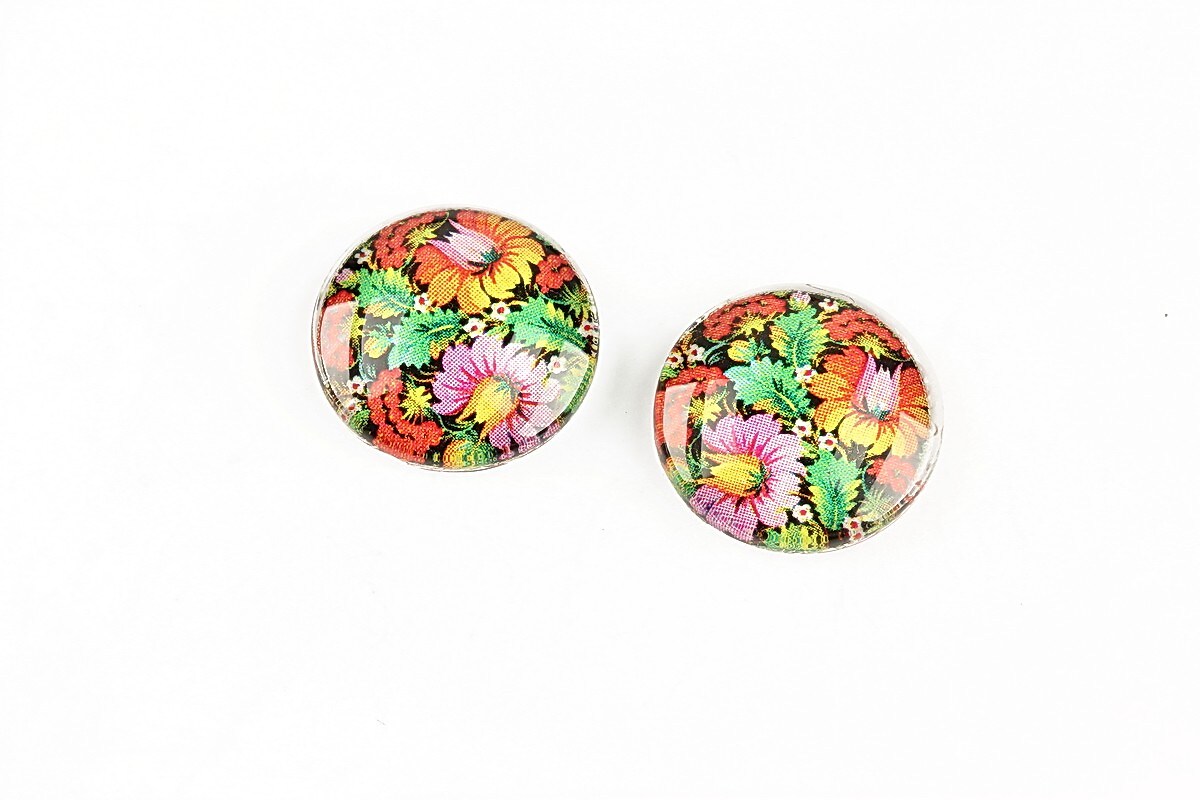 Cabochon sticla 16mm "Folk" cod 1329