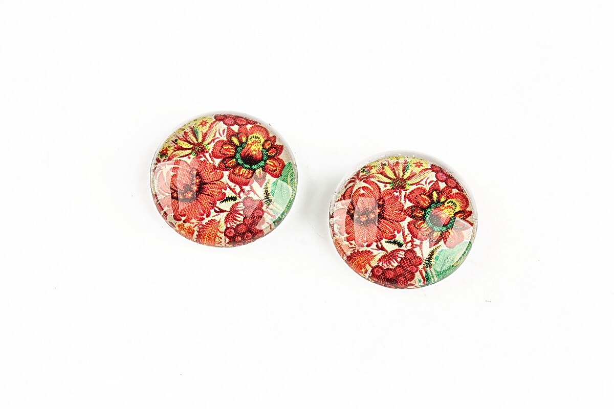 Cabochon sticla 16mm "Folk" cod 1330