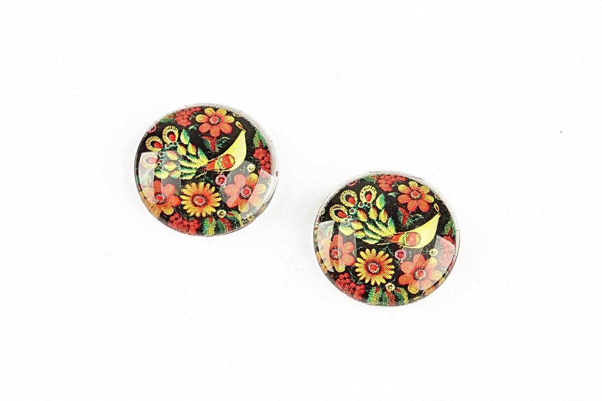 Cabochon sticla 16mm "Folk" cod 1332