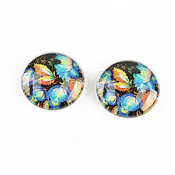 Cabochon sticla 16mm "Folk" cod 1333