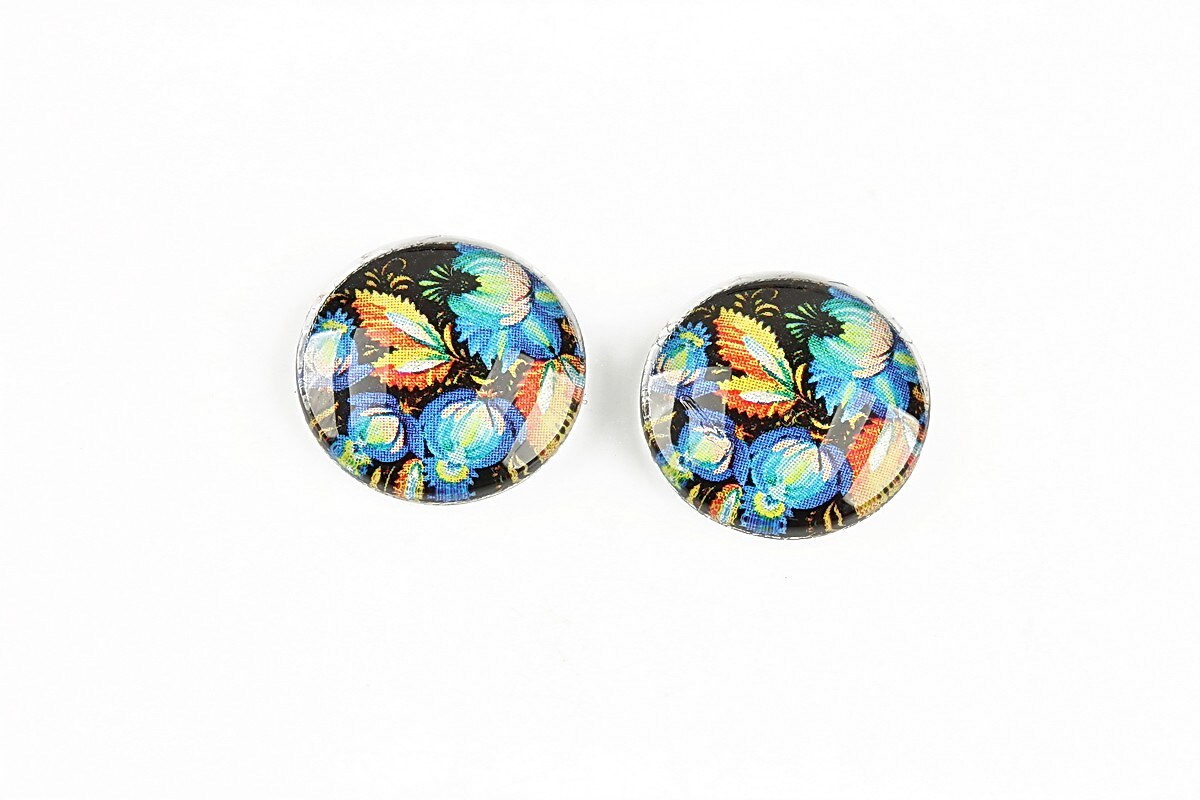 Cabochon sticla 16mm "Folk" cod 1333