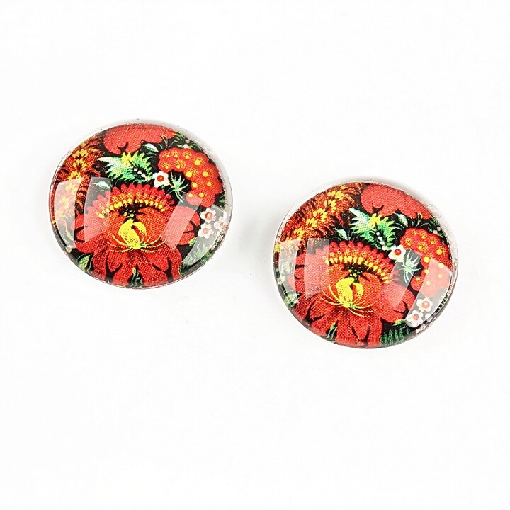 Cabochon sticla 16mm "Folk" cod 1334