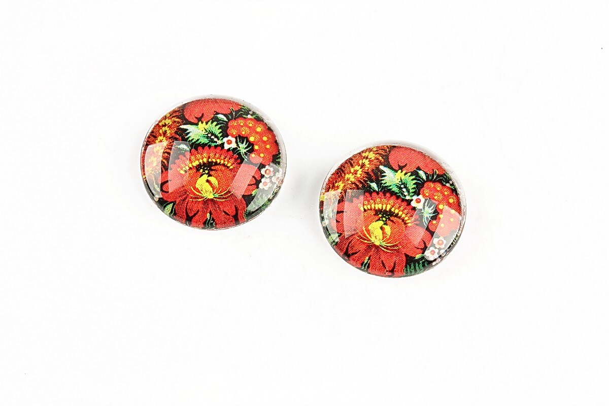 Cabochon sticla 16mm "Folk" cod 1334