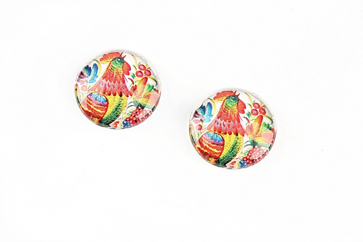 Cabochon sticla 16mm "Folk" cod 1335