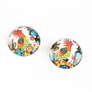Cabochon sticla 16mm "Folk" cod 1336