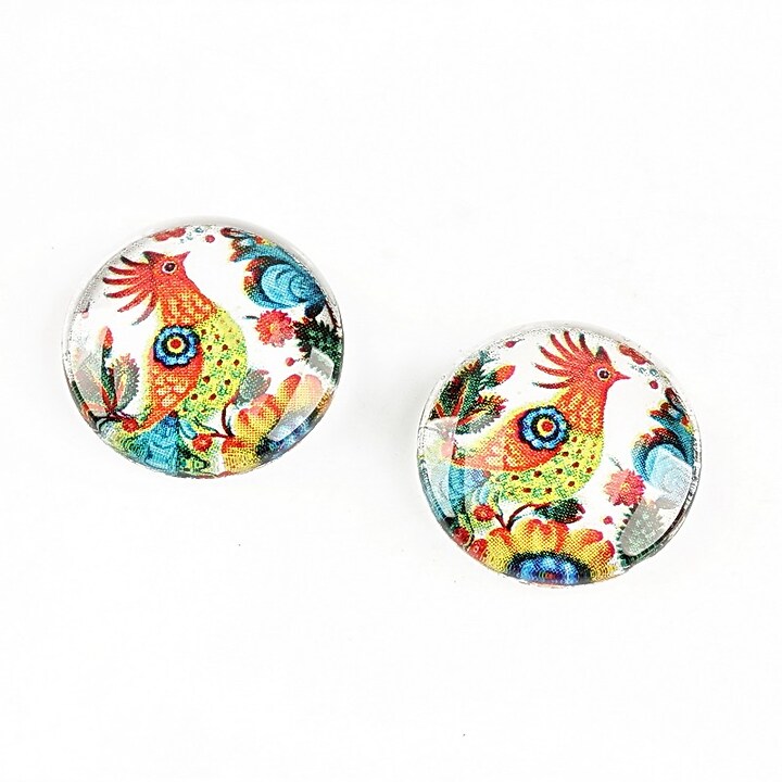 Cabochon sticla 16mm "Folk" cod 1336