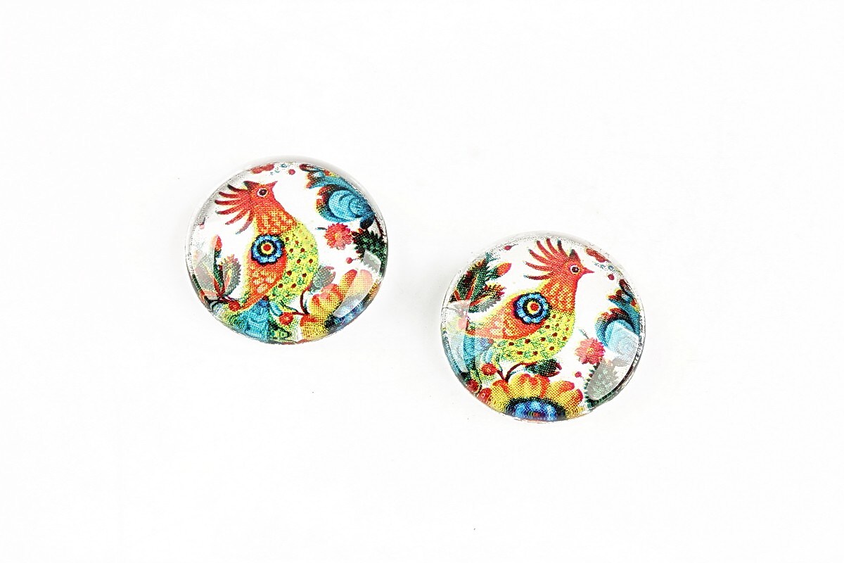 Cabochon sticla 16mm "Folk" cod 1336