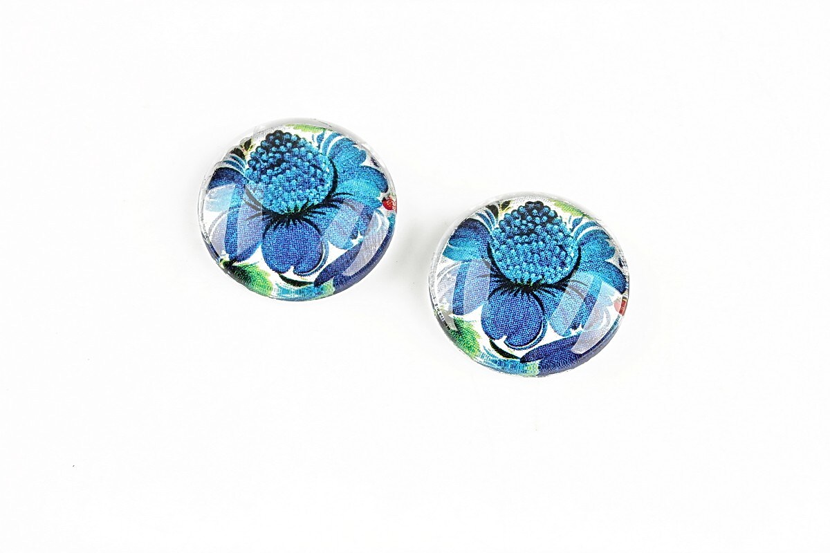 Cabochon sticla 16mm "Folk" cod 1337