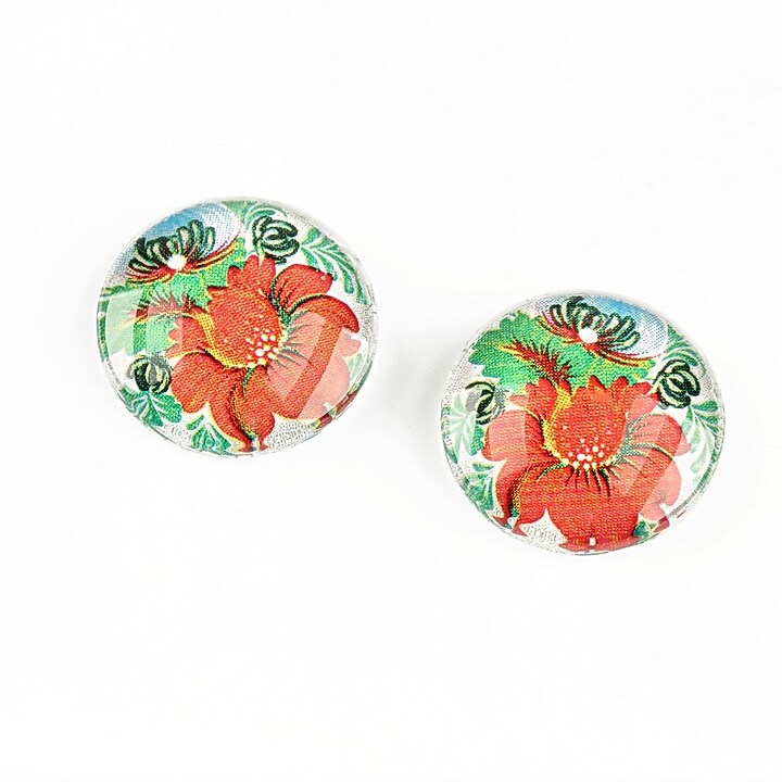 Cabochon sticla 16mm "Folk" cod 1338