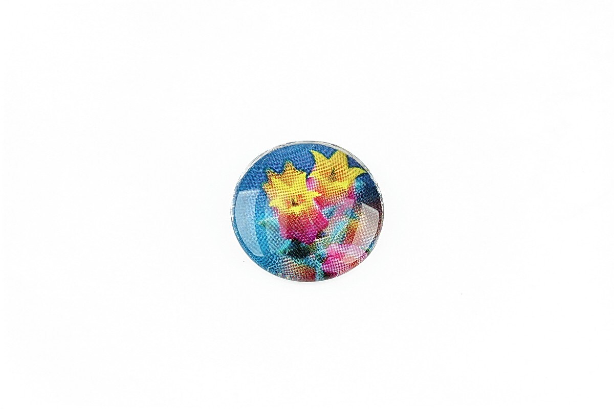 Cabochon sticla 16mm "Flowers" cod 1340