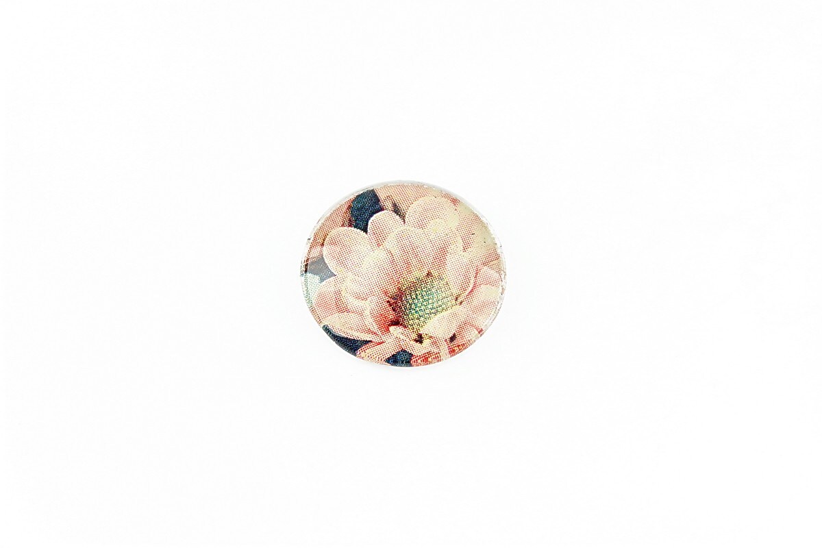 Cabochon sticla 16mm "Flowers" cod 1343