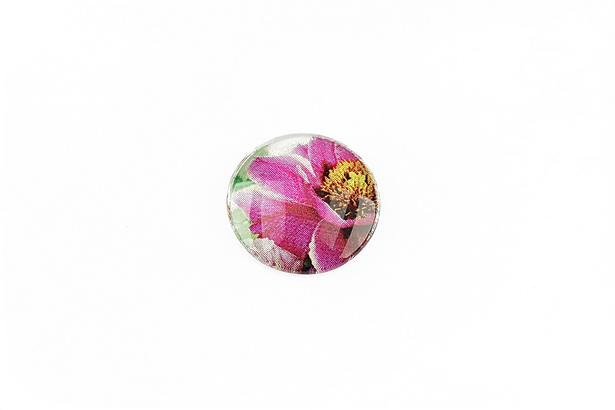 Cabochon sticla 16mm "Flowers" cod 1344