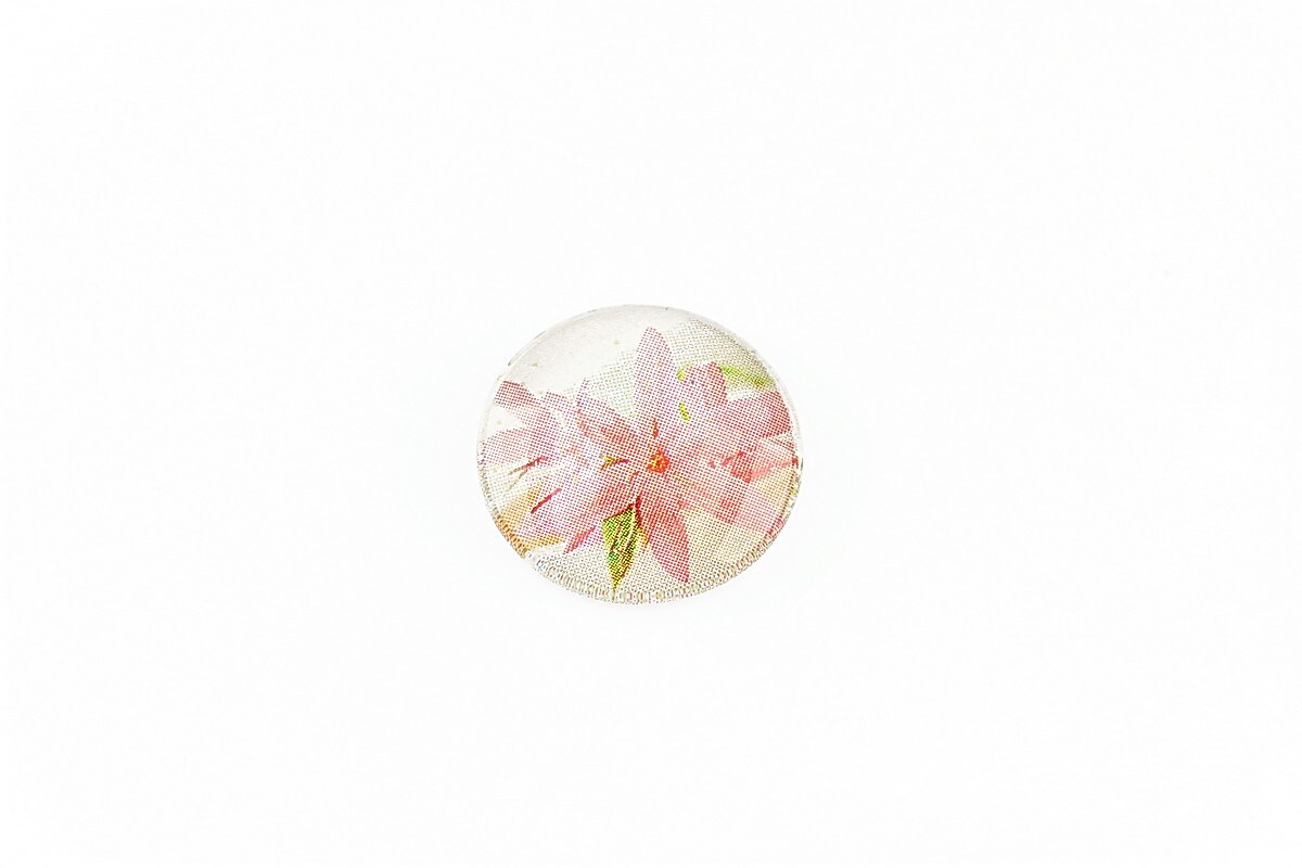 Cabochon sticla 16mm "Flowers" cod 1347