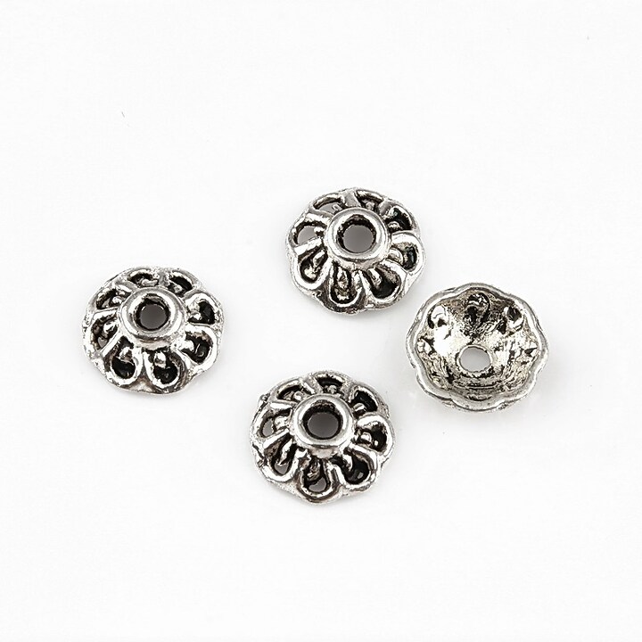 Capacele margele argintiu antichizat 3x9mm