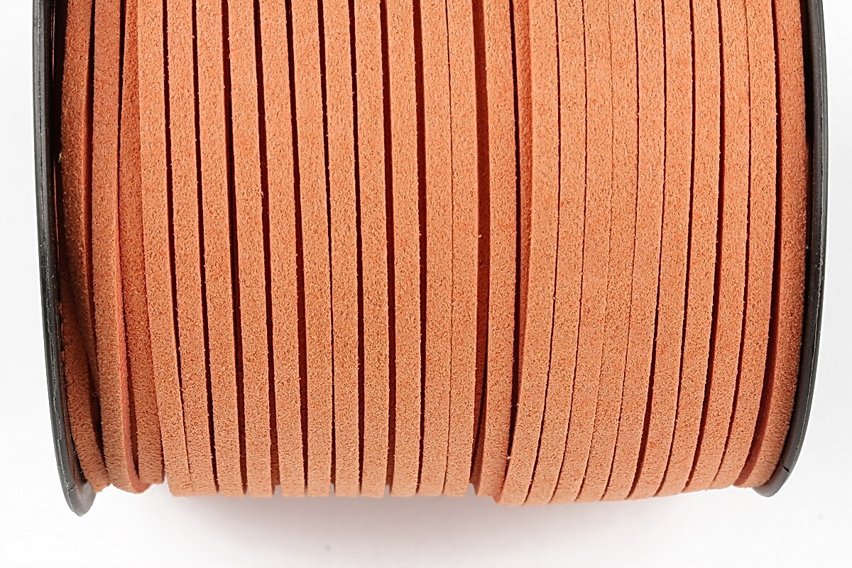Snur suede (imitatie piele intoarsa) 3x1mm (5m) - portocaliu