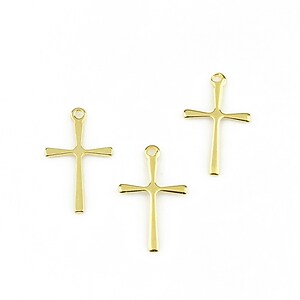 Charm otel inoxidabil auriu 304, cruce 16x9,5mm