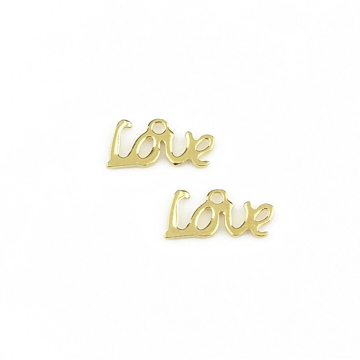 Charm otel inoxidabil auriu 304, love 6x13mm