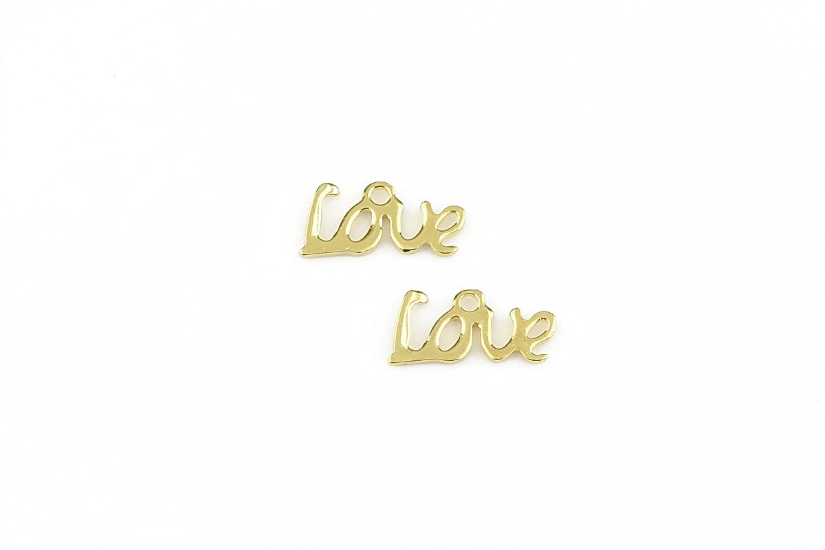 Charm otel inoxidabil auriu 304, love 6x13mm