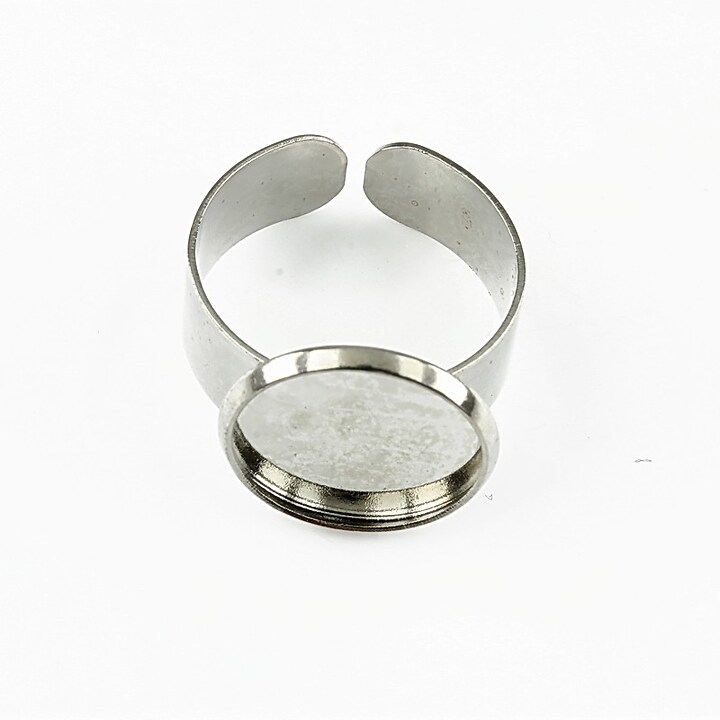 Baza de inel argintiu inchis, reglabila, 15mm, interior 14mm